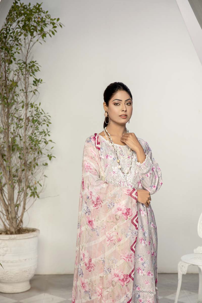 Sehar Cotton Pakistani Palazzo 3 Piece Chikan Kari Suit EB02 - Desi Posh