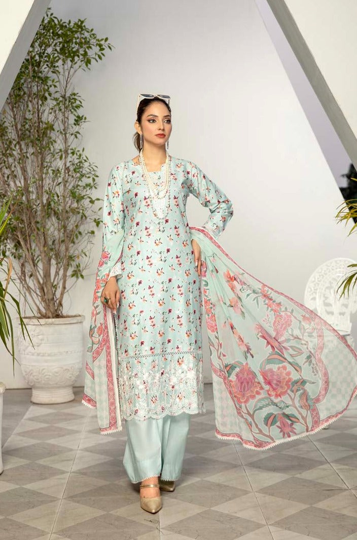 Sehar Cotton Pakistani Palazzo 3 Piece Chikan Kari Suit EB03 - Desi Posh