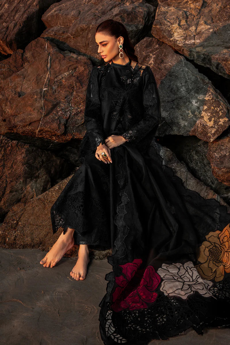 Rang Rasiya Rameen Inspired Embroidered Black 3 Piece Outfit - Desi Posh