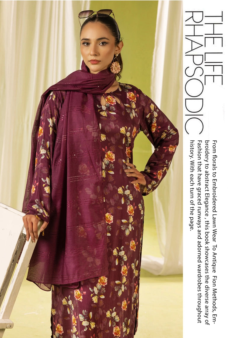 Nakhra 2 Floral Arabic Lawn Suit With Net Dupatta D2