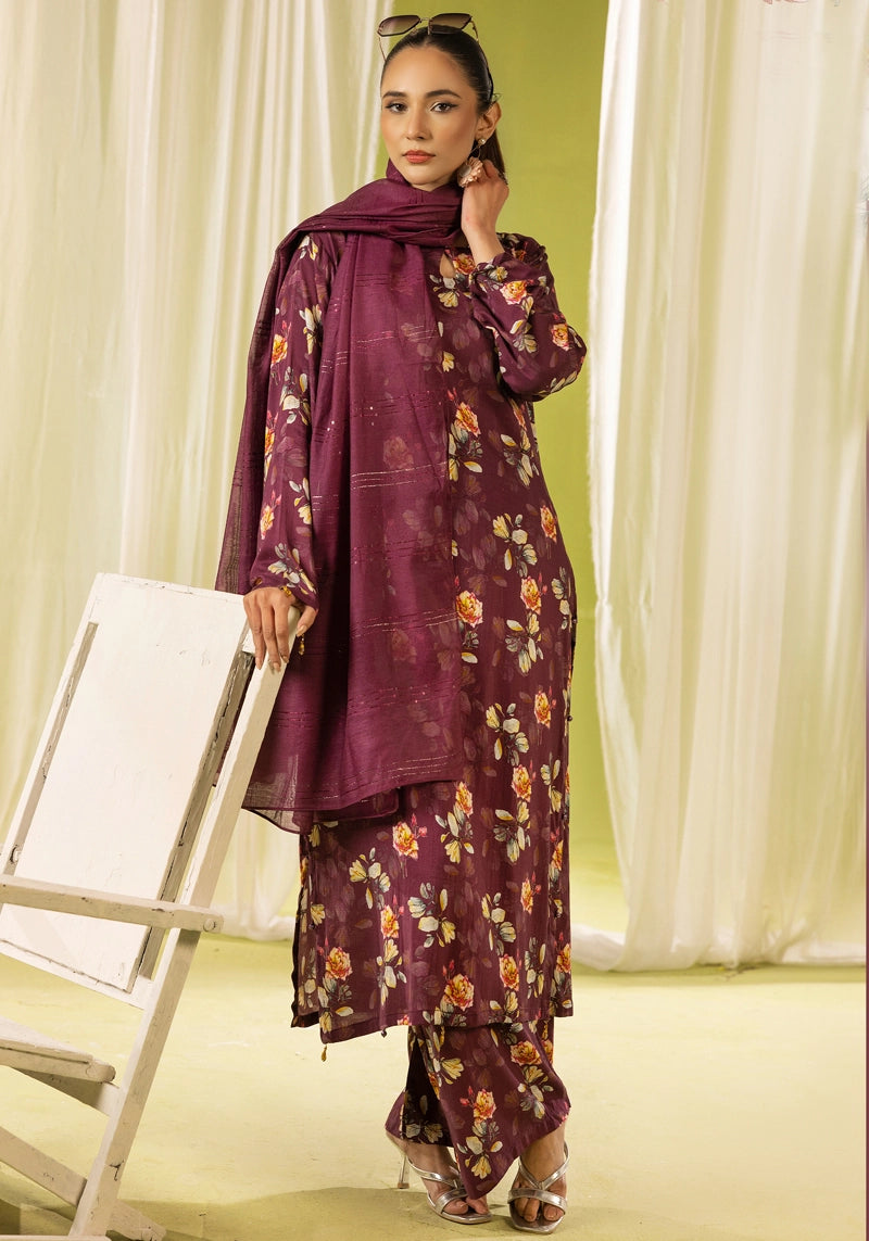 Nakhra 2 Floral Arabic Lawn Suit With Net Dupatta D2