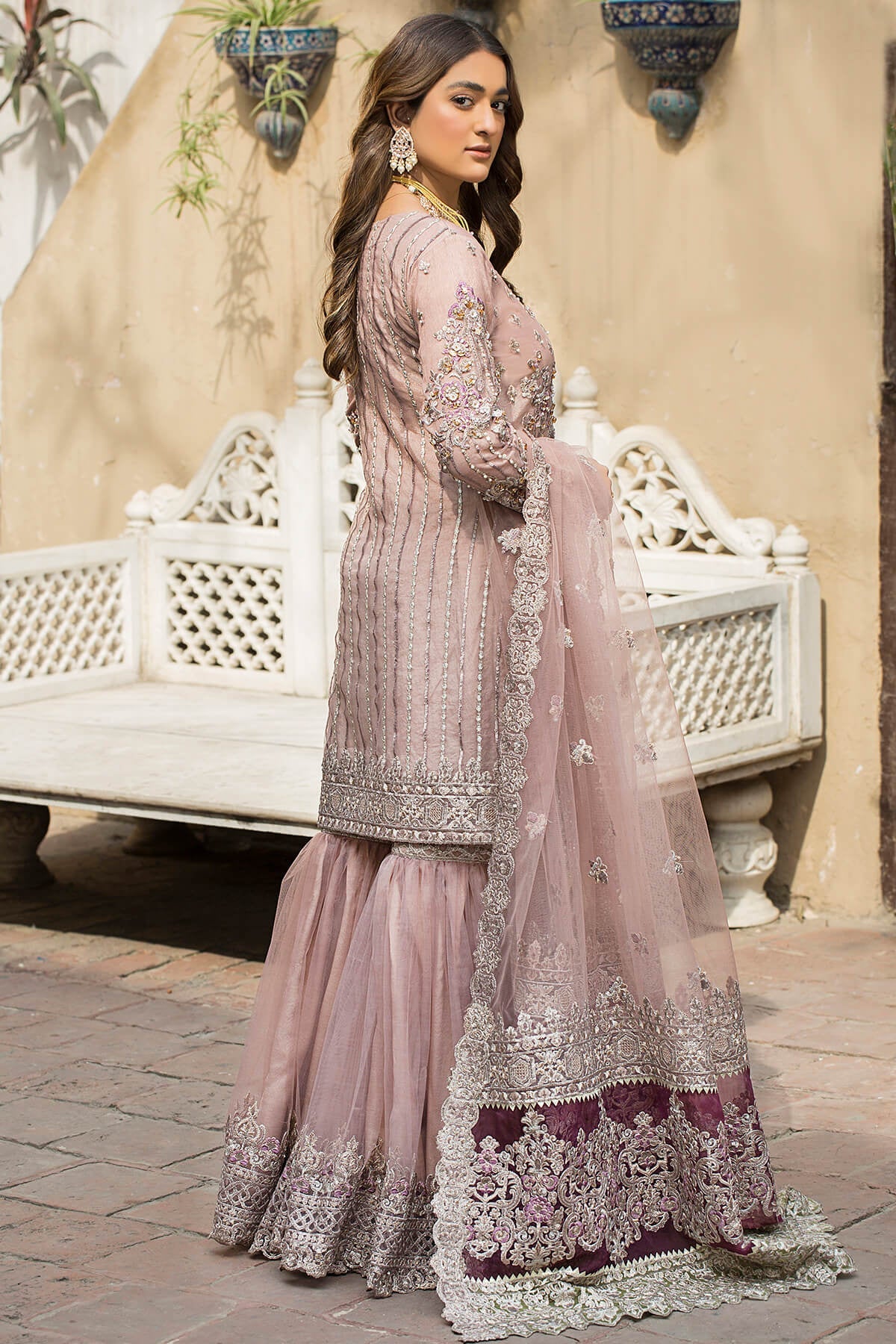 Imrozia Premium Inspired Embroidered 3 Piece Wedding Gharara Outfit - Desi Posh