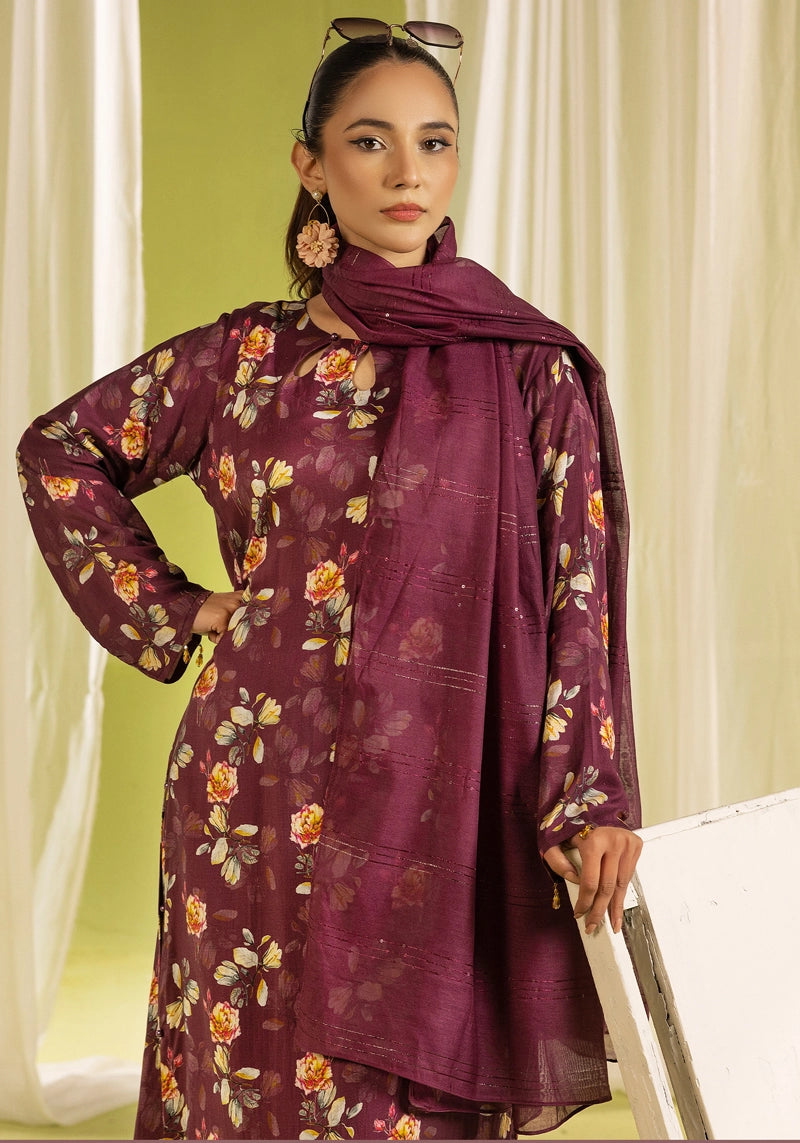 Nakhra 2 Floral Arabic Lawn Suit With Net Dupatta D2