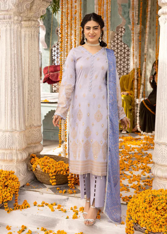 Ally's Chunri Collection Cotton Lawn Eid Suit Lilac AL868 - Desi Posh