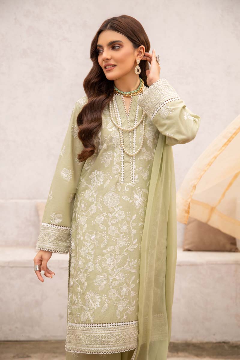 Simrans 3 Piece Chikan Kari Embroidered Green Palazzo Suit - Desi Posh