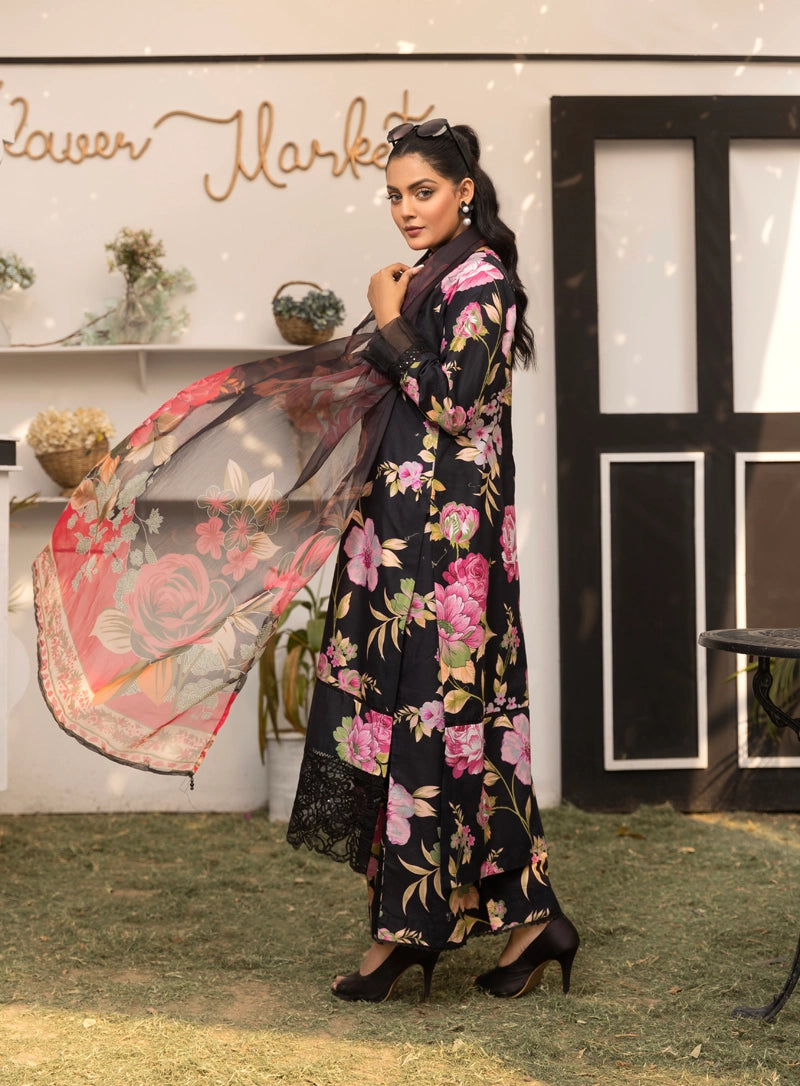 Ethnic Designer Ladies 3 Piece Lawn Outfit with Chiffon Dupatta DG44