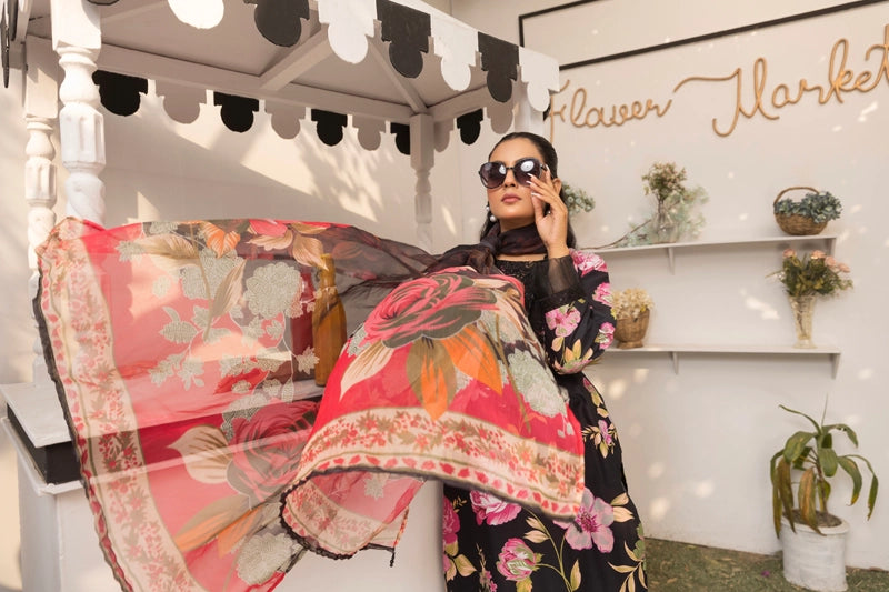 Ethnic Designer Ladies 3 Piece Lawn Outfit with Chiffon Dupatta DG44