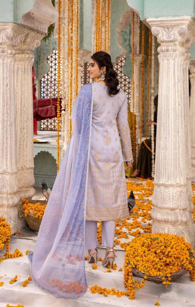 Ally's Chunri Collection Cotton Lawn Eid Suit Lilac AL868 - Desi Posh