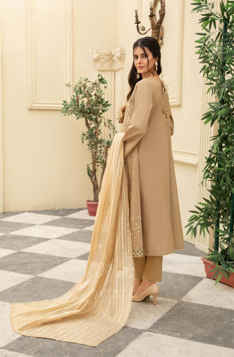 Ethnic inspired Waistcoat Style 3 Piece Eid Outfit With Net Dupatta - Desi Posh