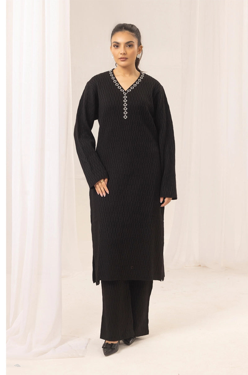 Aisha Knitted Exclusive Long Co ord Set Black