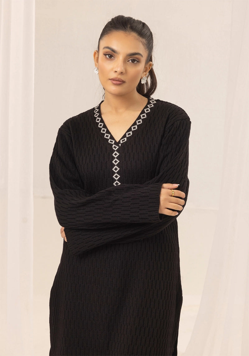 Aisha Knitted Exclusive Long Co ord Set Black