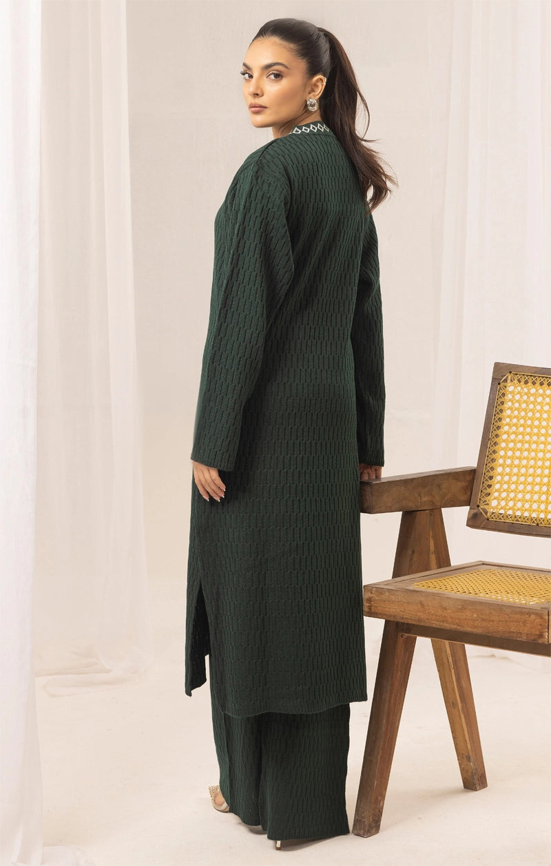Aisha Knitted Exclusive Long Co ord Set Green