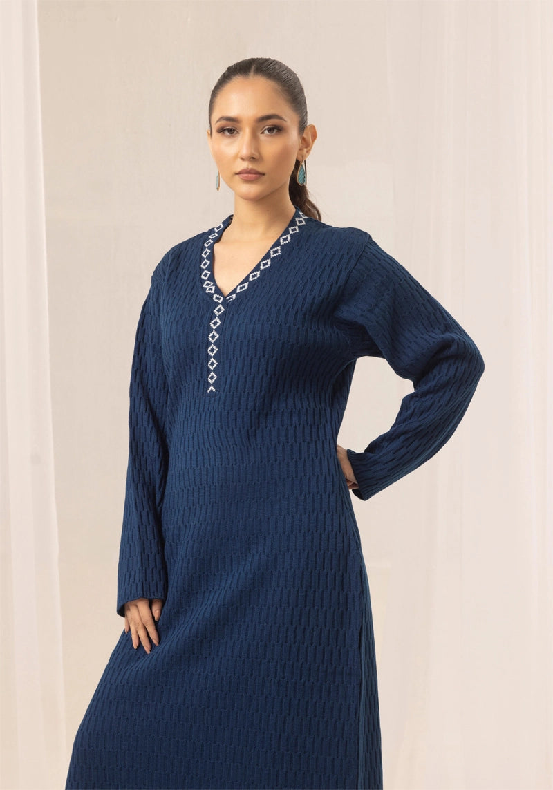 Aisha Knitted Exclusive Long Co ord Set Blue