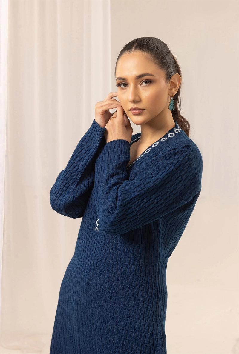 Aisha Knitted Exclusive Long Co ord Set Blue