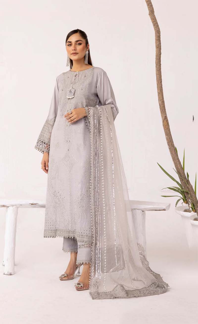 Ivana Mummy & Me Ladies Grey Silk Viscose Eid Outfit 2404 - Desi Posh