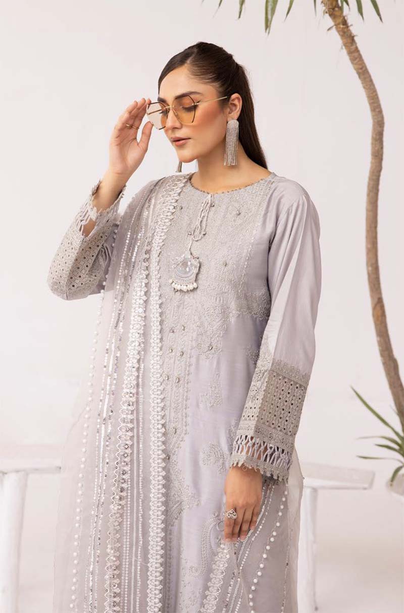 Ivana Mummy & Me Ladies Grey Silk Viscose Eid Outfit 2404 - Desi Posh