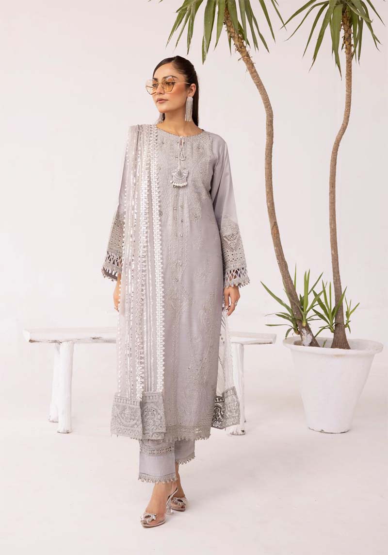 Ivana Mummy & Me Ladies Grey Silk Viscose Eid Outfit 2404 - Desi Posh