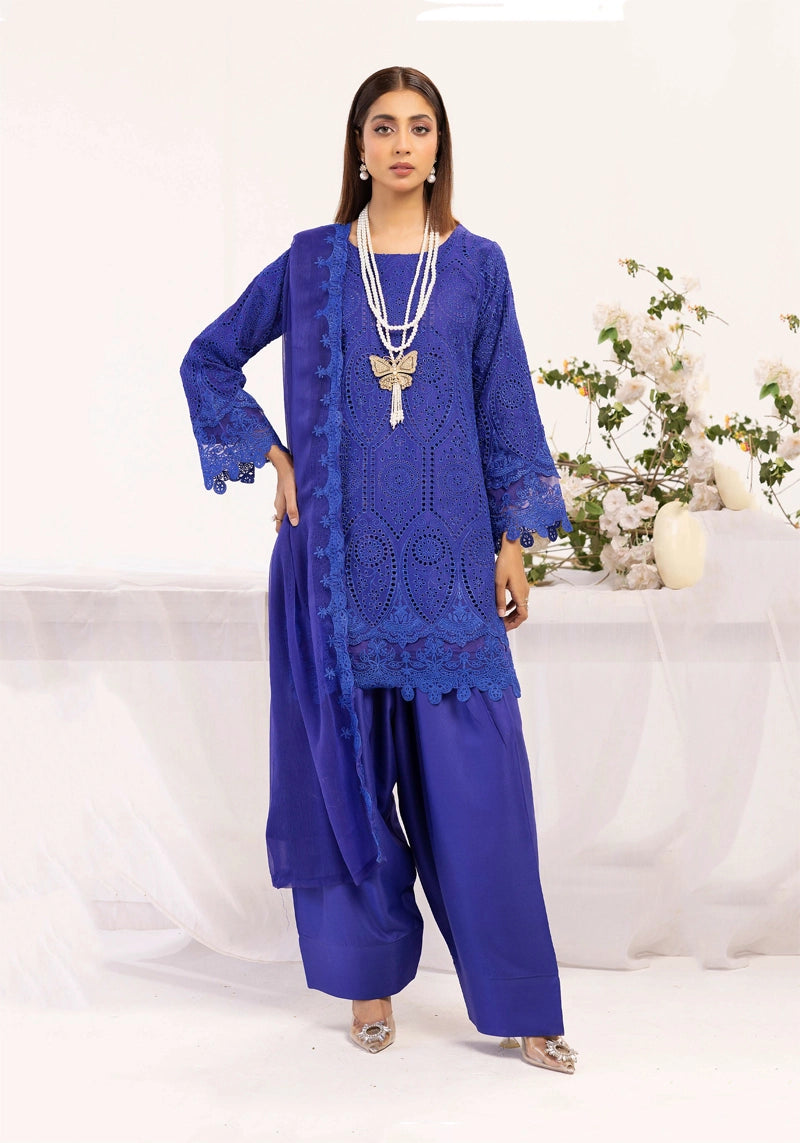 Image Chikan Kari Mummy & Me Ladies Farshi Salwar Eid Outfit Blue - Desi Posh