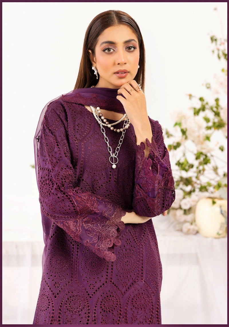 Image Chikan Kari Mummy & Me Ladies Farshi Salwar Eid Outfit Plum - Desi Posh