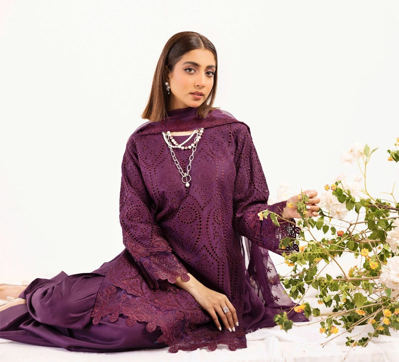 Image Chikan Kari Mummy & Me Ladies Farshi Salwar Eid Outfit Plum - Desi Posh