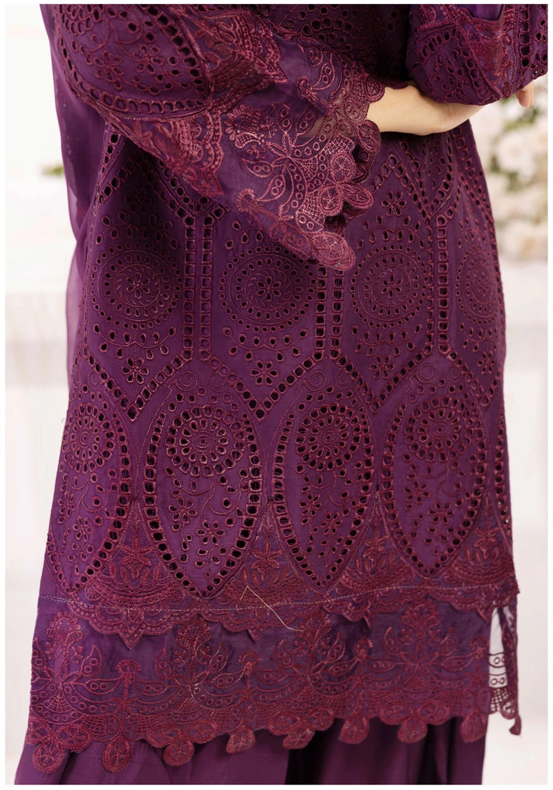 Image Chikan Kari Mummy & Me Ladies Farshi Salwar Eid Outfit Plum - Desi Posh