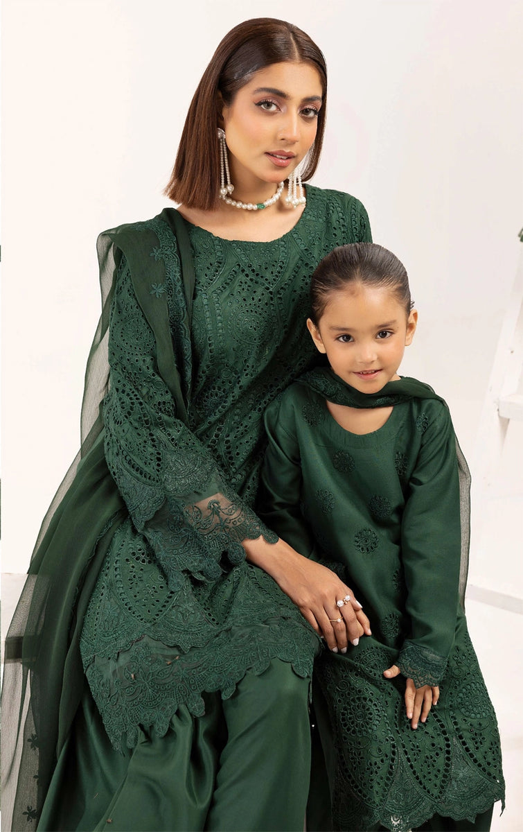 Image Chikan Kari Mummy & Me Kids Farshi Salwar Eid Outfit Green | Desi ...