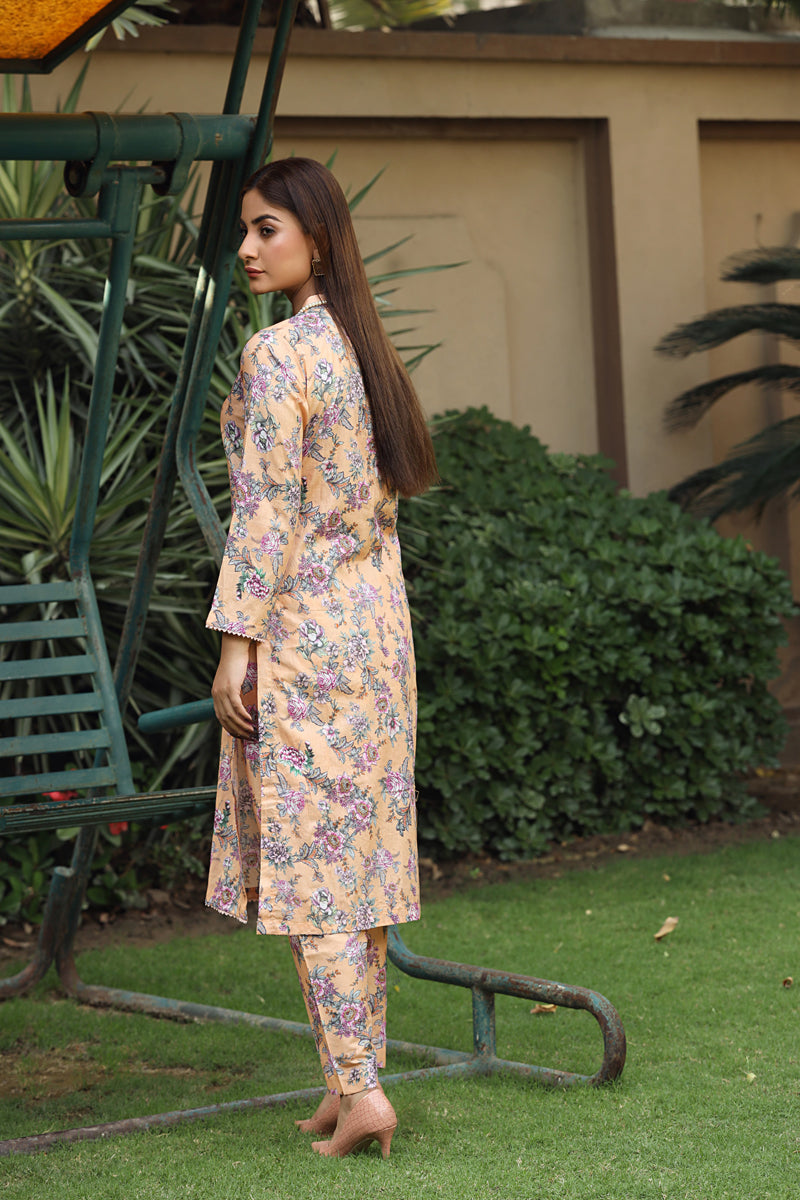 Flora Printed 2 Piece Lawn Co-ords Outfit Set D3 - Desi Posh