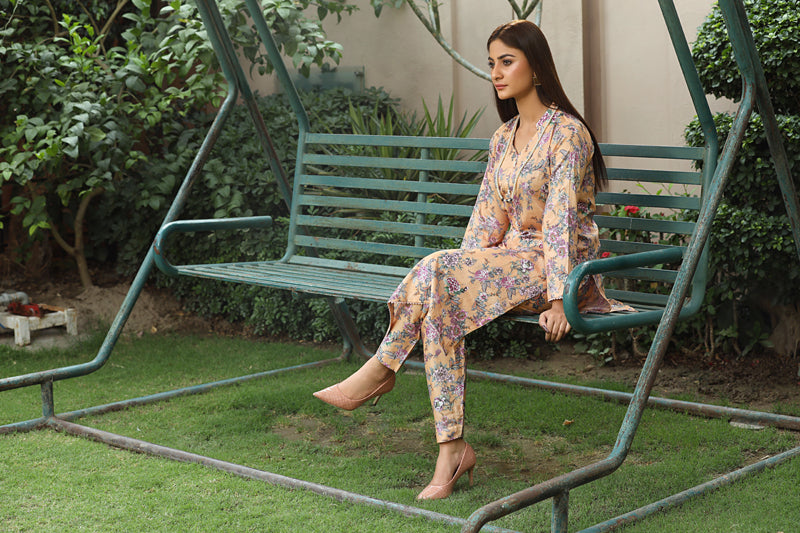 Flora Printed 2 Piece Lawn Co-ords Outfit Set D3 - Desi Posh