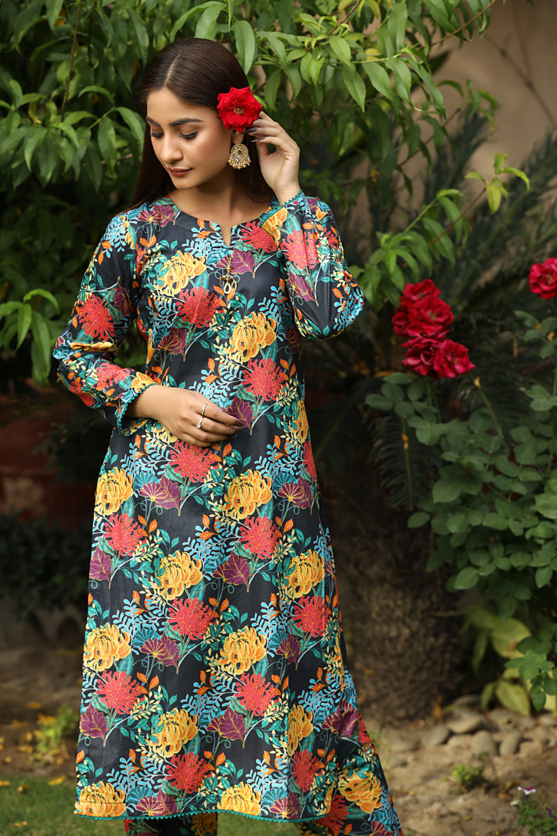 Blush Floral Printed 2-Piece Lawn Co-ord Set – Relaxed Fit main image 1