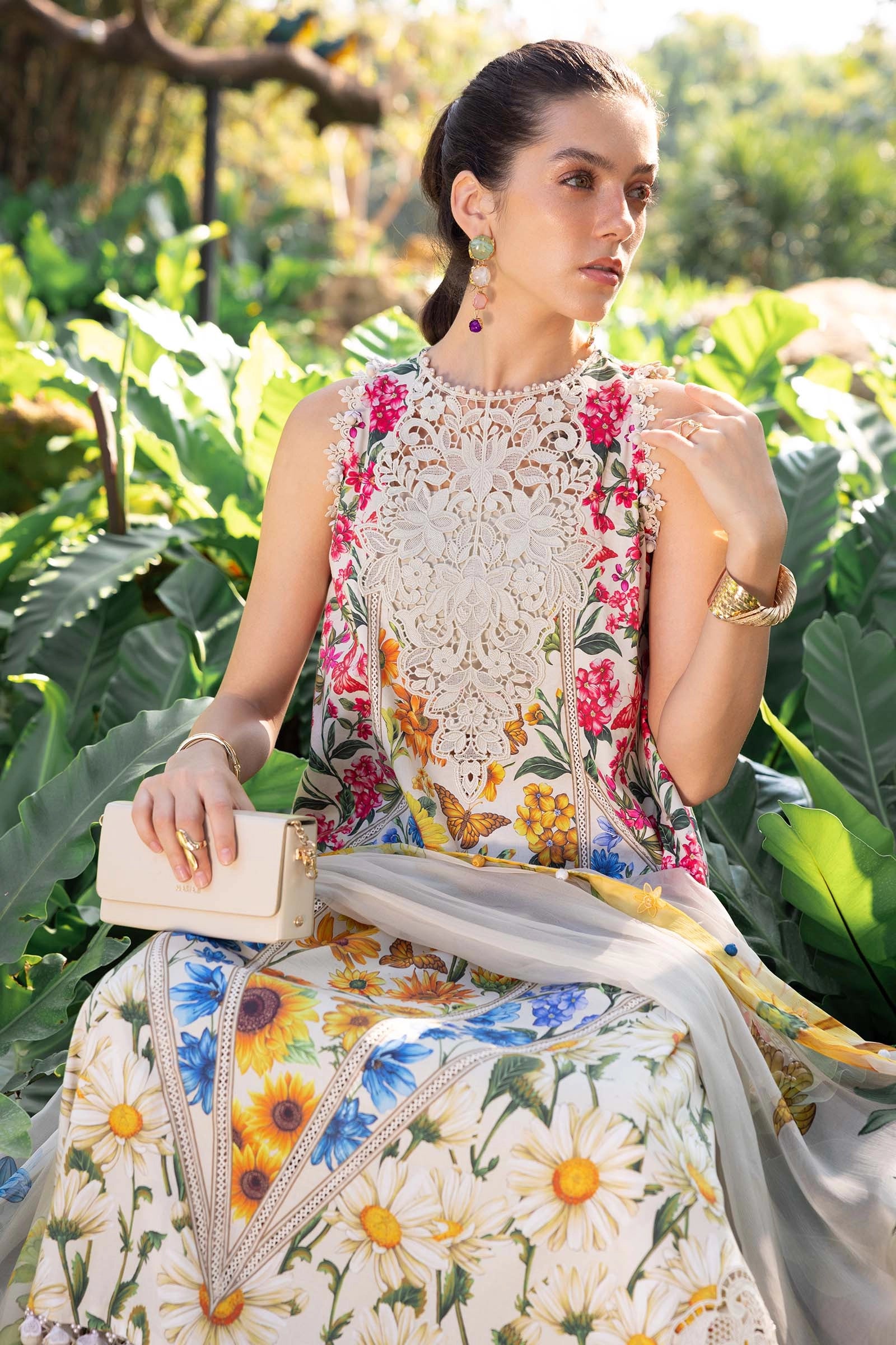 Maria B Cream Floral Chikan Kari Eid Outfit - Women's Eid Collection ...