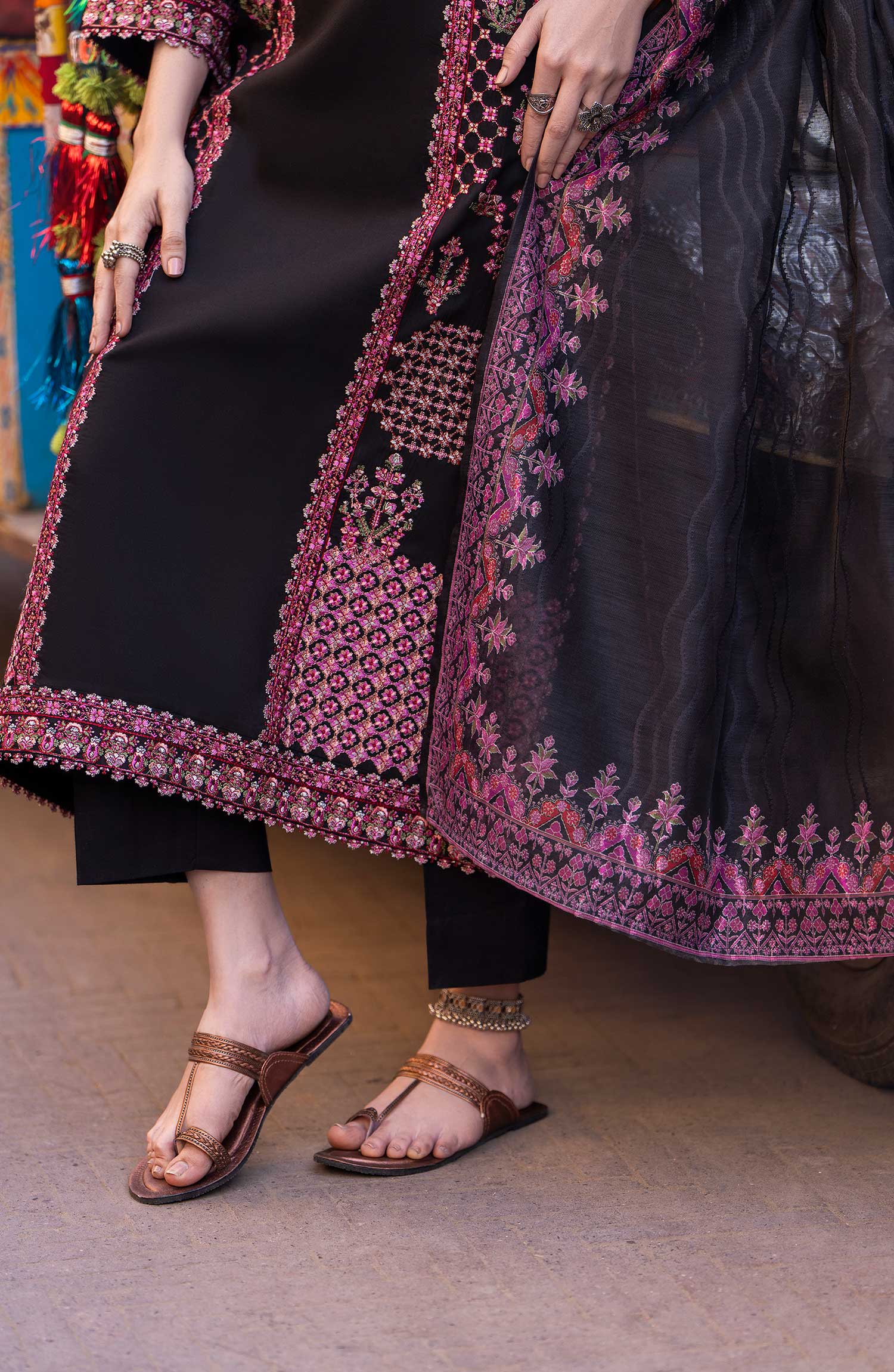 Bazaar Summer Festive Eid Collection Black Beauty Embroidered Suit - Desi Posh