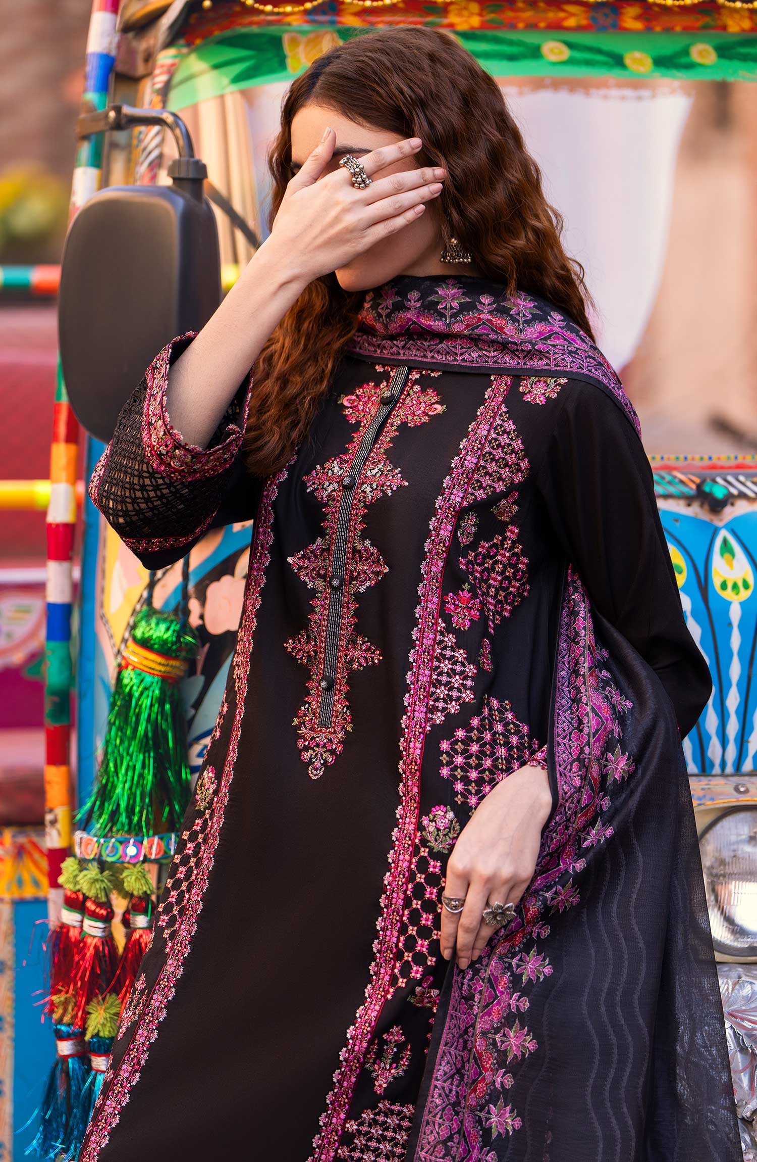 Bazaar Summer Festive Eid Collection Black Beauty Embroidered Suit - Desi Posh