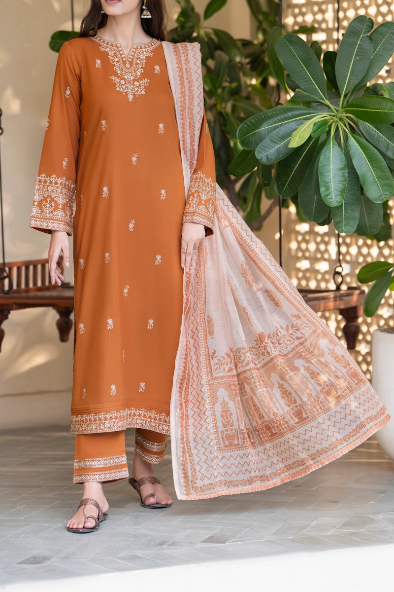Saavan Summer Collection Amber Grace 3 Piece Embroidered Lawn Suit - Desi Posh