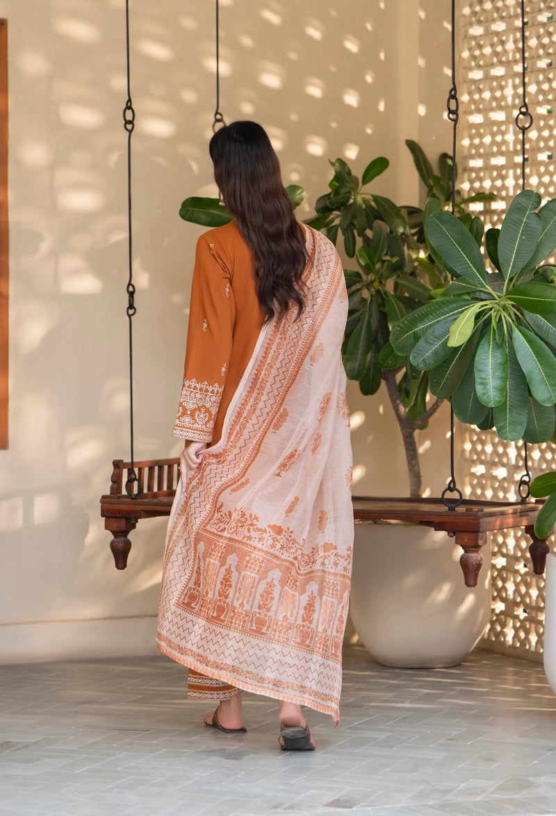 Saavan Summer Collection Amber Grace 3 Piece Embroidered Lawn Suit - Desi Posh