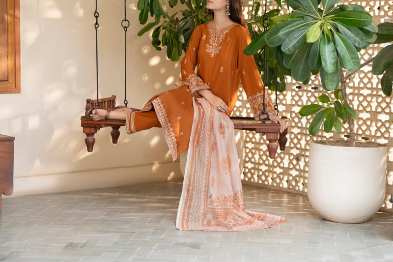 Saavan Summer Collection Amber Grace 3 Piece Embroidered Lawn Suit - Desi Posh