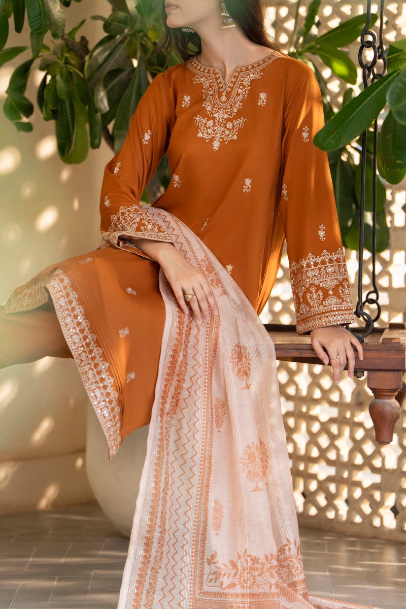 Saavan Summer Collection Amber Grace 3 Piece Embroidered Lawn Suit - Desi Posh