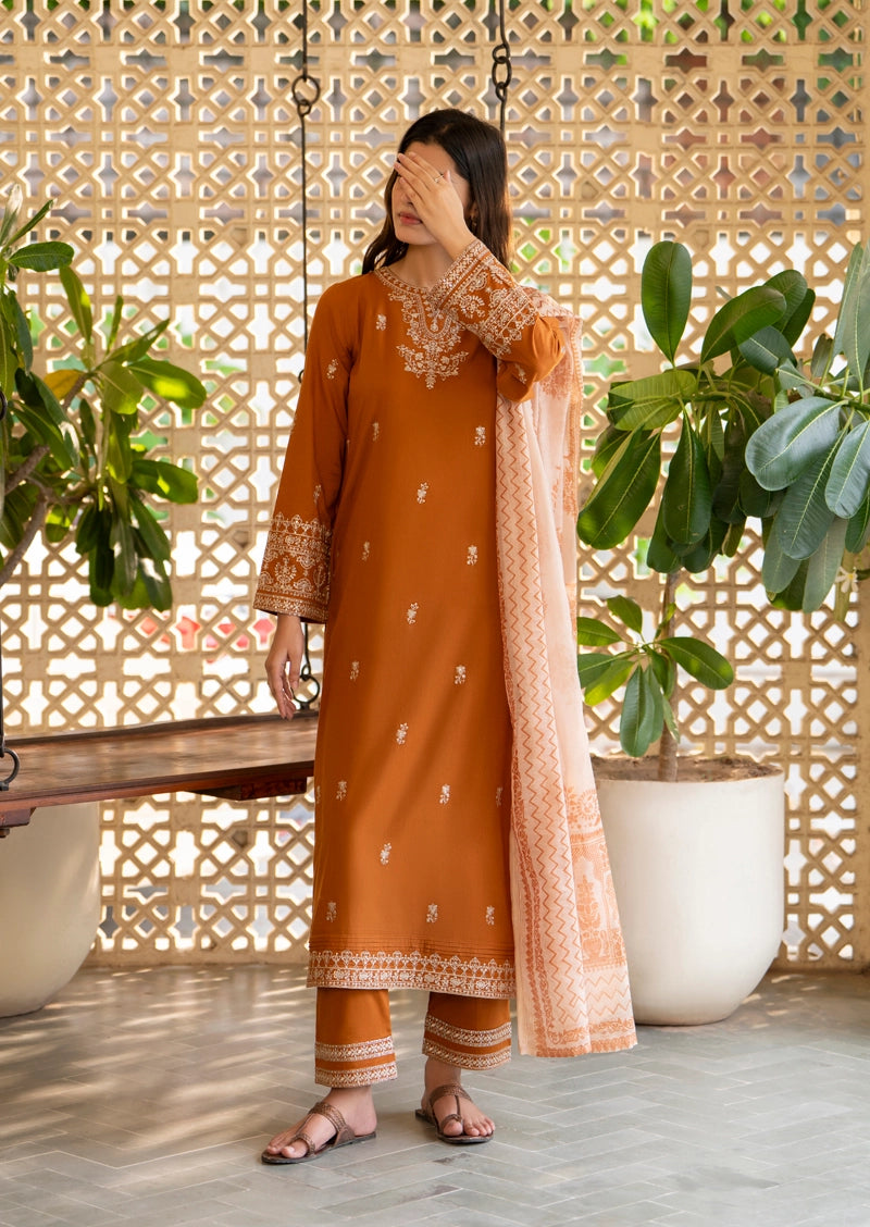 Saavan Summer Collection Amber Grace 3 Piece Embroidered Lawn Suit - Desi Posh