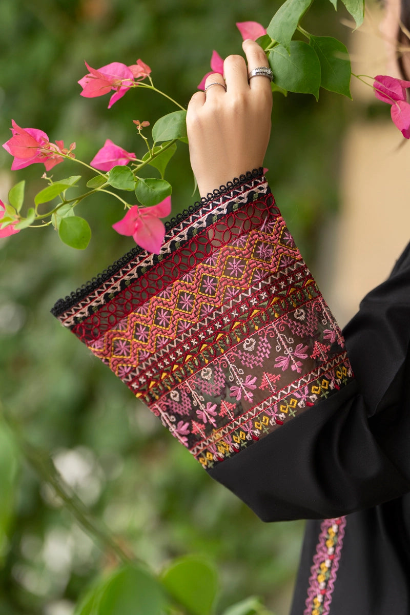 Saavan Summer Special Black Classic Embroidered Suit with Embroidered Farshi Salwar - Desi Posh