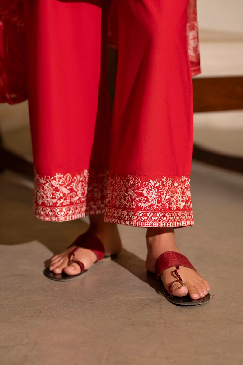 Saavan Summer Collection Crimson Bloom 3 Piece Embroidered Lawn Suit - Desi Posh