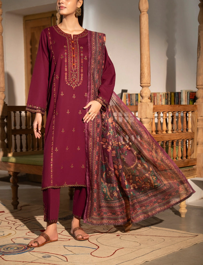 Saavan Summer Collection Mulberry Garden 3 Piece Embroidered Lawn Suit - Desi Posh