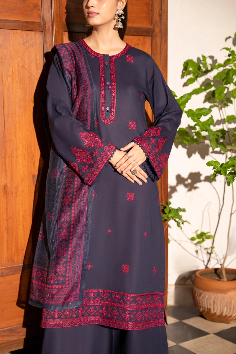 Saavan Summer Collection Twilight Elegance 3 Piece Embroidered Lawn Suit - Desi Posh