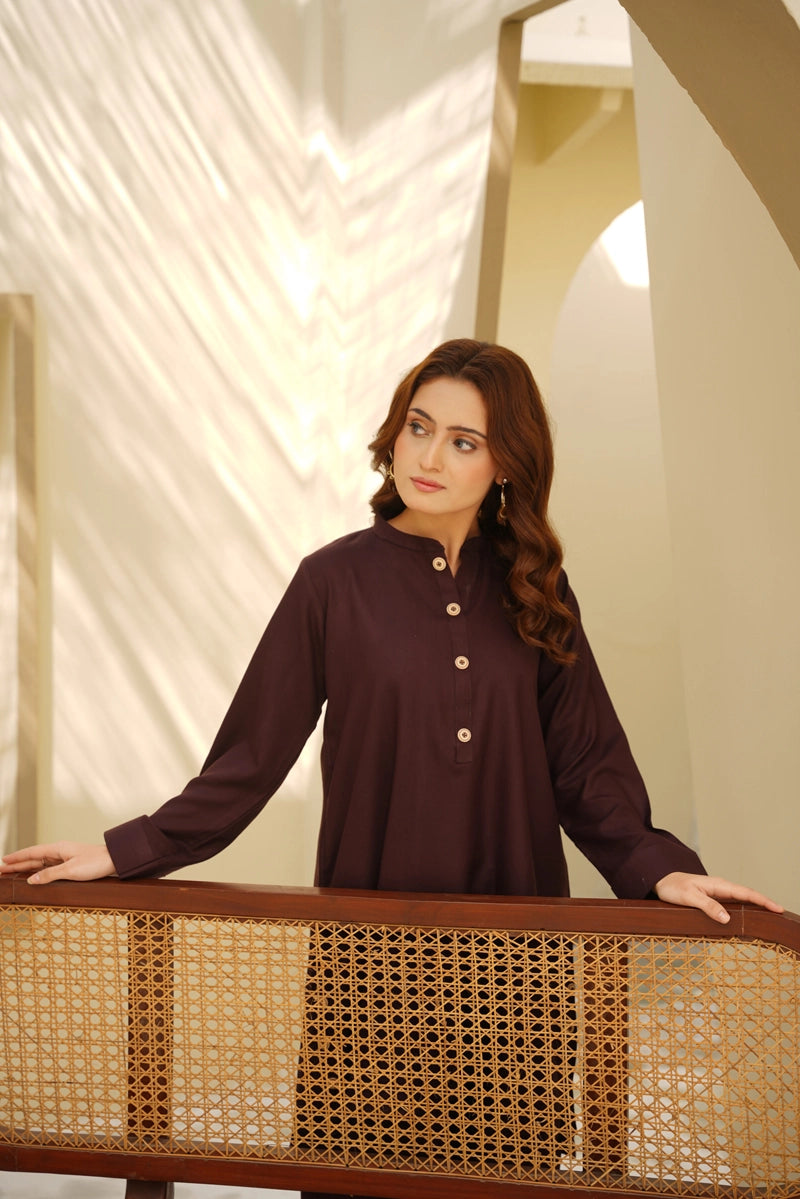 Ethnic Designer Inspired 2 Piece Co-ords Winter Outfit Brown