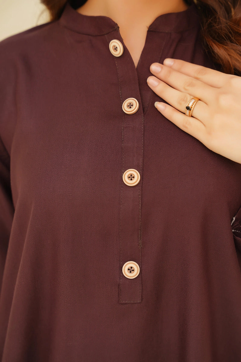 Ethnic Designer Inspired 2 Piece Co-ords Winter Outfit Brown