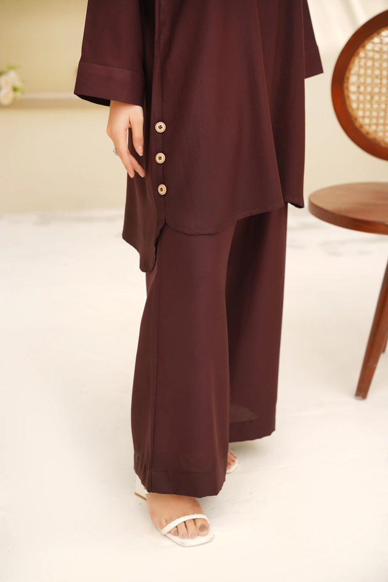 Ethnic Designer Inspired 2 Piece Co-ords Winter Outfit Brown