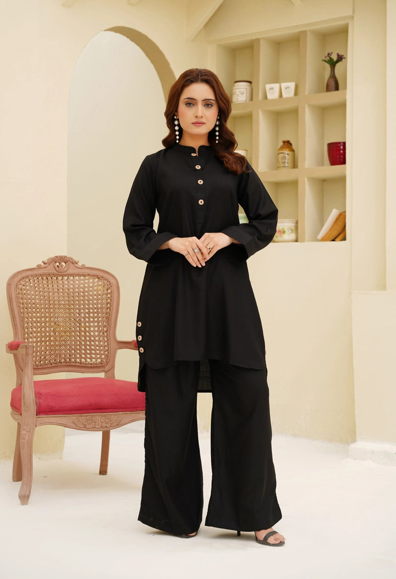 Ethnic Designer Inspired 2 Piece Co-ords Winter Outfit Black