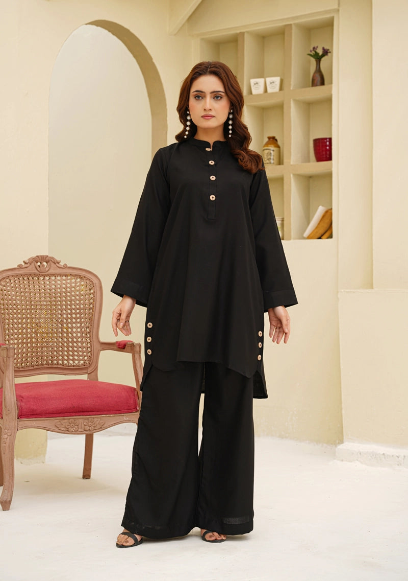 Ethnic Designer Inspired 2 Piece Co-ords Winter Outfit Black