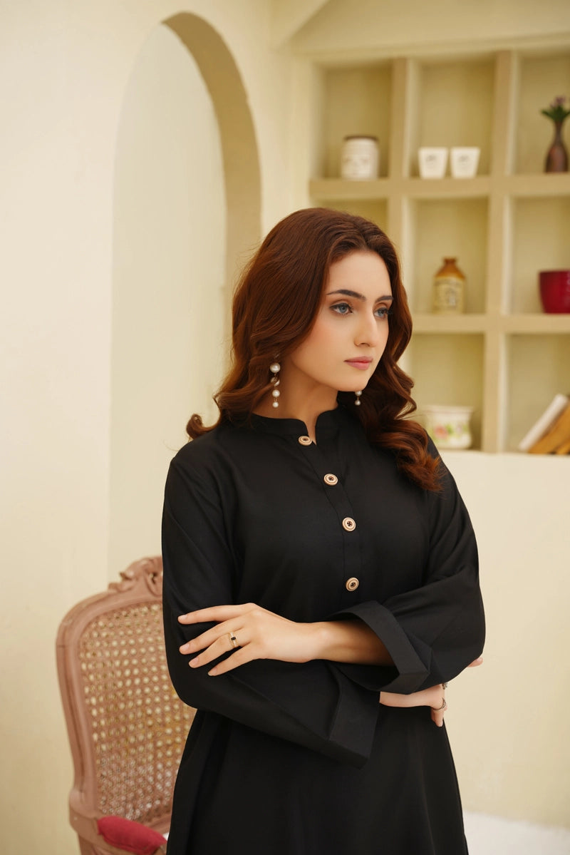 Ethnic Designer Inspired 2 Piece Co-ords Winter Outfit Black