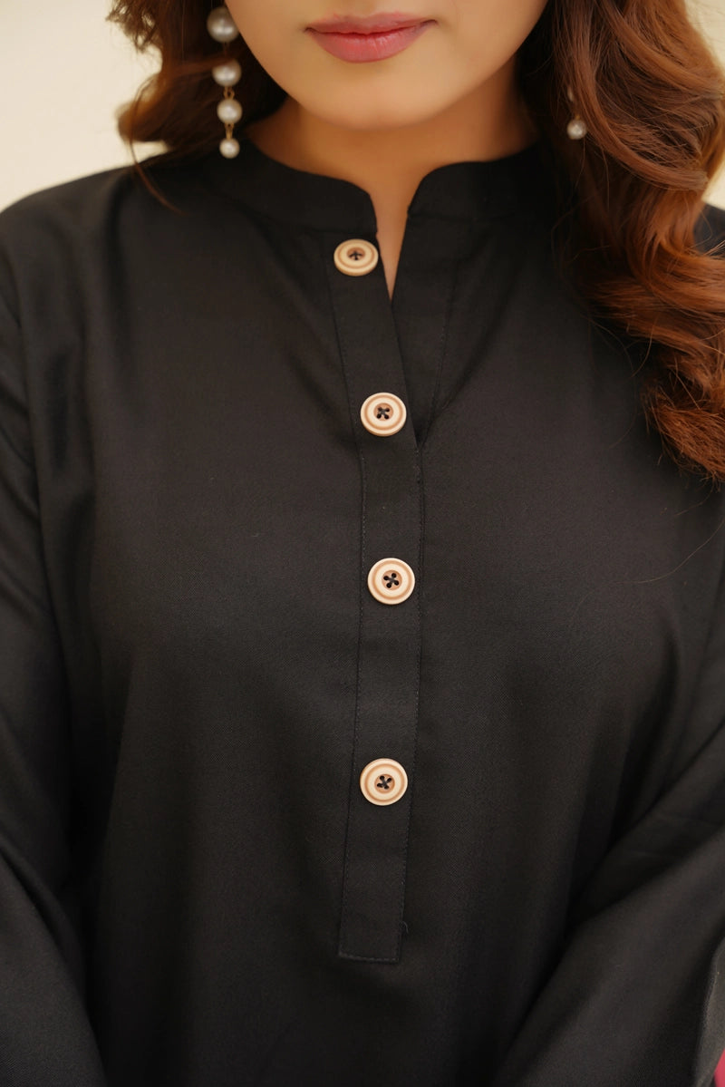 Ethnic Designer Inspired 2 Piece Co-ords Winter Outfit Black