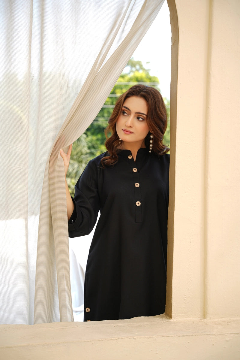 Ethnic Designer Inspired 2 Piece Co-ords Winter Outfit Black