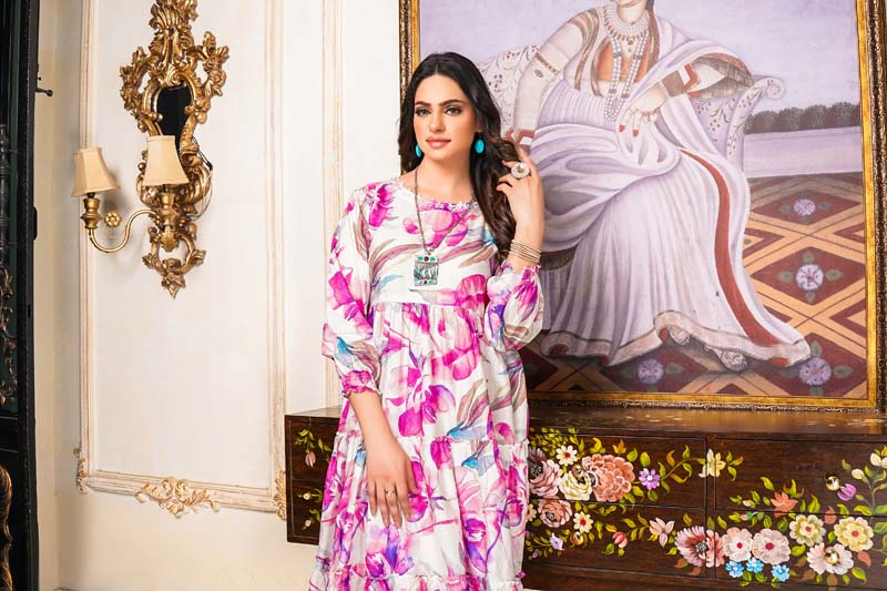 Rozana Floral Printed 2 Piece Lawn Co-ords Dress Set - Desi Posh
